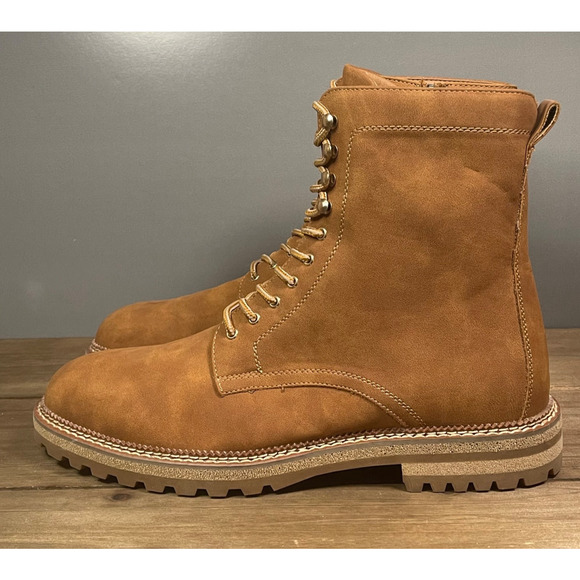 MADDEN Men\'s Combat Boots Size 12 Tan Brown Zip Up Lace Up with Ortholite main image 10